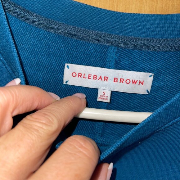 Orlebar Brown Mens Sweatshirt Size Small Blue Thumb Hole Crew Neck Pure Cotton - Picture 3 of 8